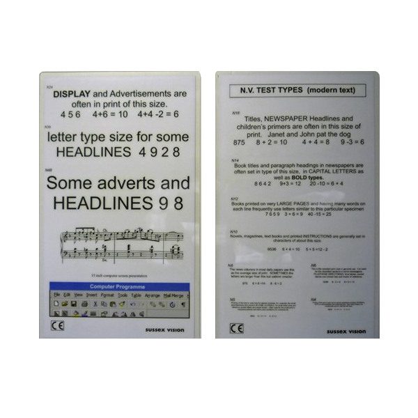Near Vision Sight Test Chart - Modern