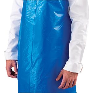 disposable blue plastic aprons