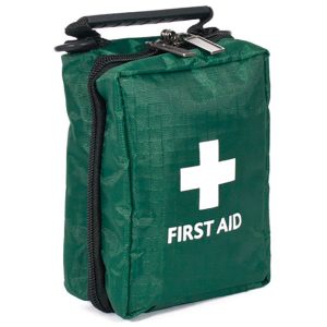 HSE Compliant Lone Person First Aid Travel Kit in Small Green Bag