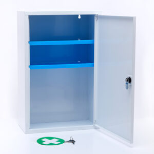 Empty White Metal First Aid Cabinet