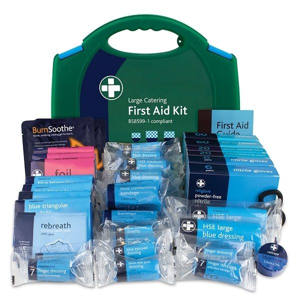 Blue British Standard Compliant BS-8599-1 Workplace Catering First Aid Kit Large