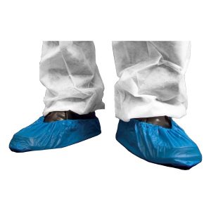 blue disposable shoe covers
