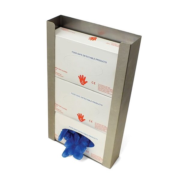 Metal Detectable Stainless Steel Wall Mounted Gloves Dispenser - 3 boxes Stainless Steel Disposable Glove Dispenser