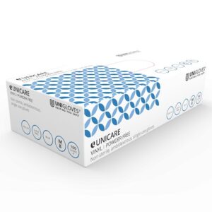 Blue Disposable Vinyl Gloves - Powder Free - Box 100