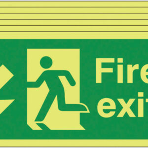 fire exit sign arrow down