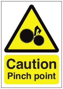 Caution pinch point sign