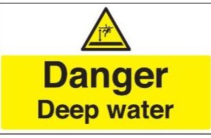 caution deep water sign
