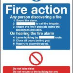 fire action notice sign