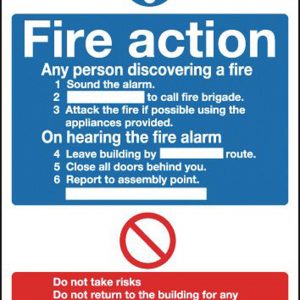 fire action notice sign