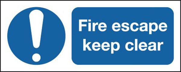 fire escape keep clear safety sign