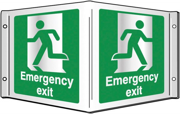 green emergency exit sign