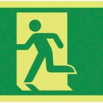 fire exit down left sign