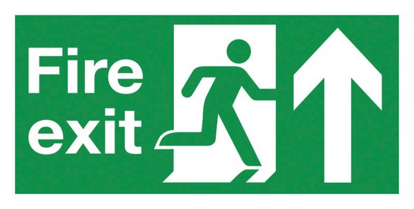 fire exit this way sign