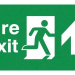 fire exit up arrow t bar sign