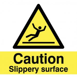 Caution Slippery Surface Stanchion Sign