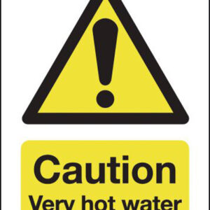 caution very hot water sign