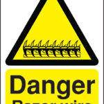 razor wire sign