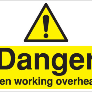 men working overhead danger sign