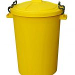 yellow plastic bin