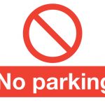no parking stanchion sign