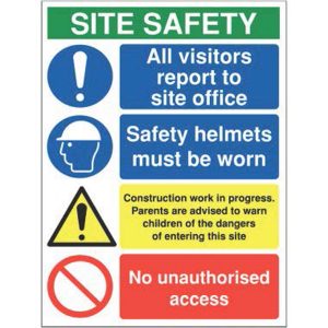 Site Safety All Visitors Report to Site Office Sign