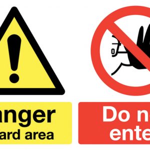 danger hazard area stanchion sign