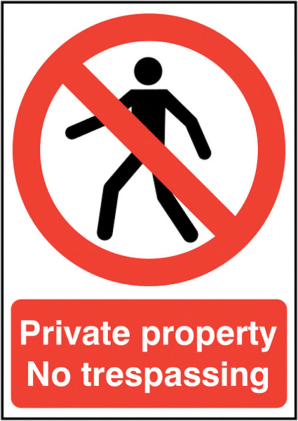 private property no trespassing sign
