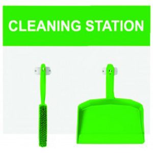 dustpan and brush shadow board green