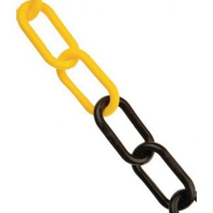 black and yellow plastic safety chain