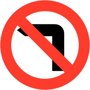 600mm No left turn Class 1 Reflective Traffic Sign (Wall)