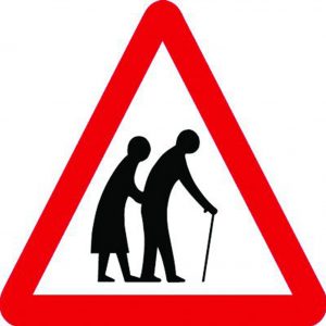 elderly people crossing road sign