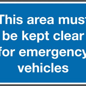 This area must be kept clear for emergency vehicles sign