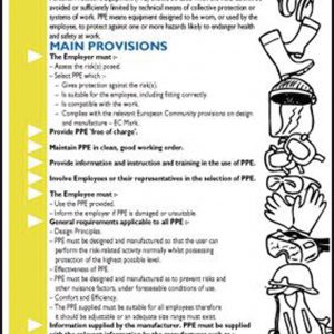The Personal Protective Equipment at Work Regulations 1992 Wallchart 600x420mm