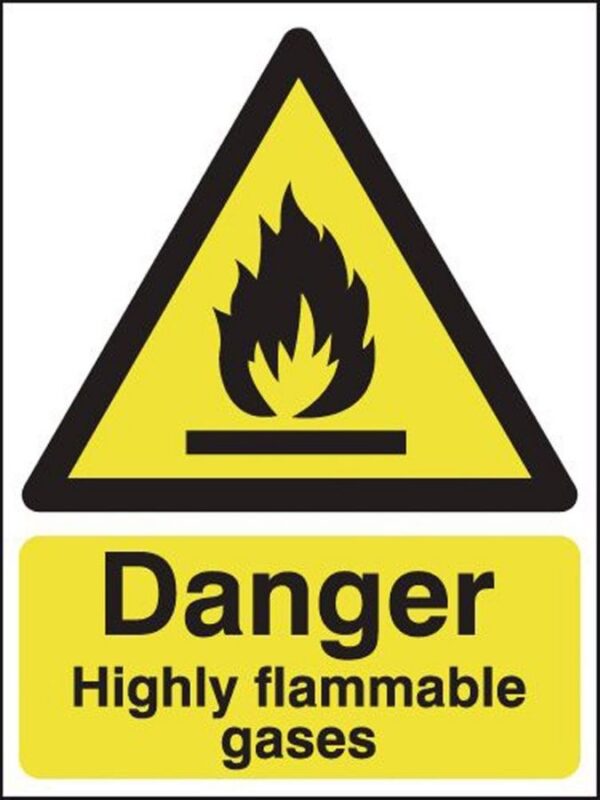 danger highly flammable highly flammable gas sign