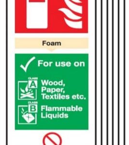 foam spray fire extinguisher sign