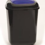 small black plastic bin with lid