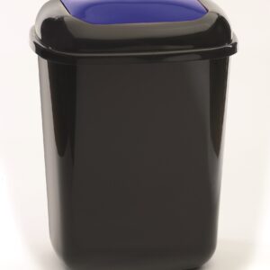 small black plastic bin with lid