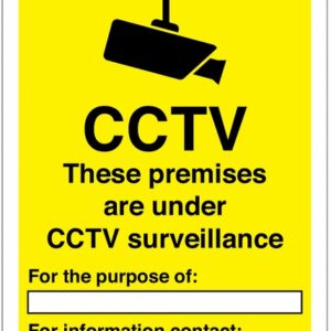 yellow cctv sign