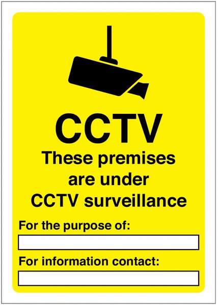 CCSLSIGN4A3 yellow cctv sign