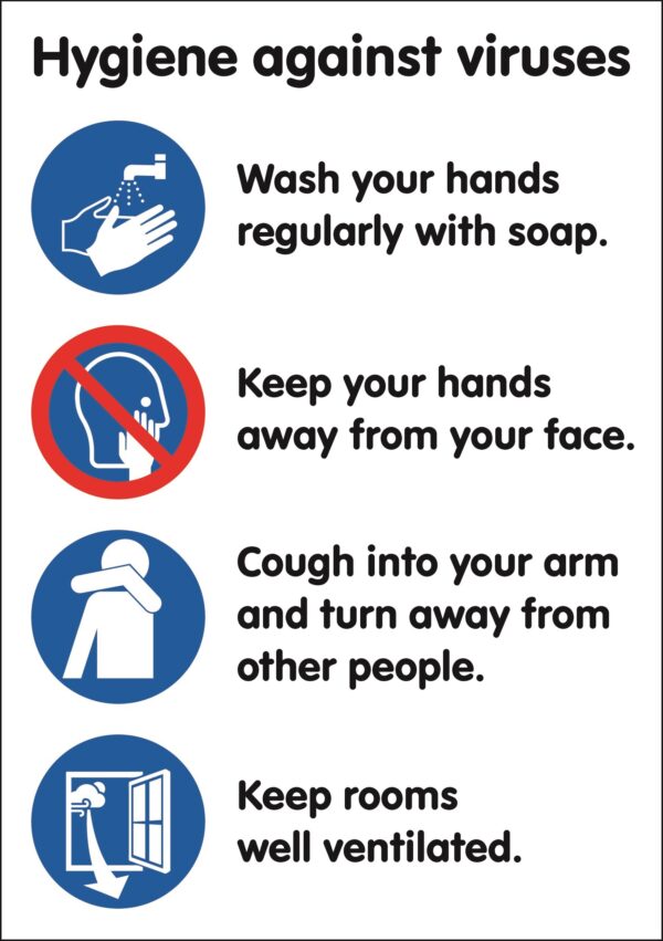 MDSL196A4 hygiene against virus sign