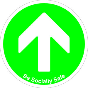 be socially safe arrow floor sign