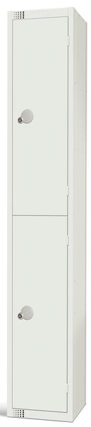 2 compartment locker white