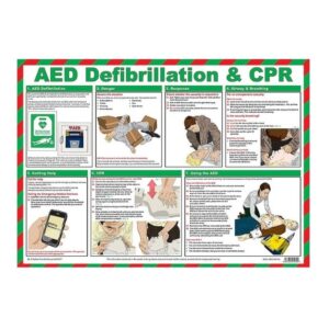 AED Defibrillation & amp; CPR Poster A2