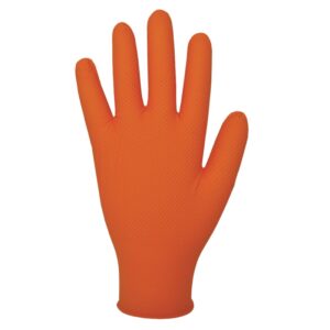 Orange Heavy Duty Nitrile Gloves - Disposable - Powder Free - Box 100 (S/M) Box 90 (L/XL) - Image 2