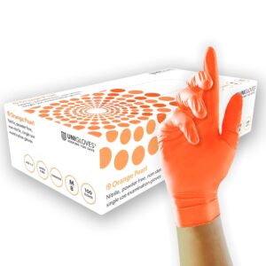 Orange Nitrile Gloves - Disposable - Powder Free - Box 100