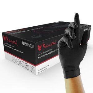 Black Disposable Latex Gloves - Powder Free - Box 100