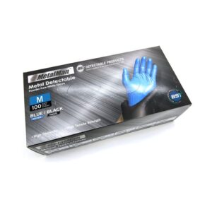 Metal Detectable Blue Nitrile Gloves - Powder Free - Choice of Size