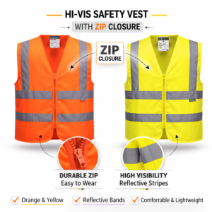 Hi-Vis Zipped Waistcoat - Yellow & Orange - Sizes XS to 5XL